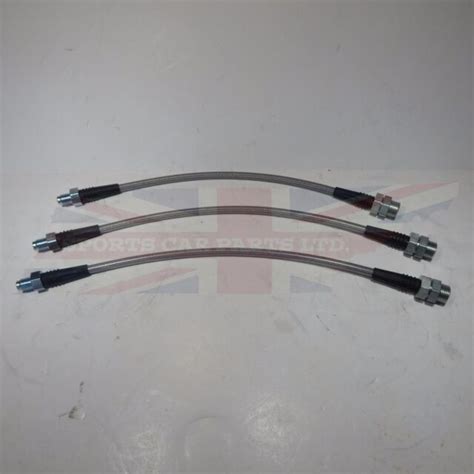 Brand New Stainless Braided Brake Line Set For Mg Tc Set Of 3 Made In