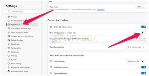 How To Show Or Hide Title Bar In Vertical Tabs Mode In Microsoft Edge