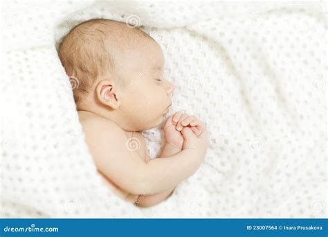 Sleeping Baby Covered With White Blanket Stock Images Image 23007564