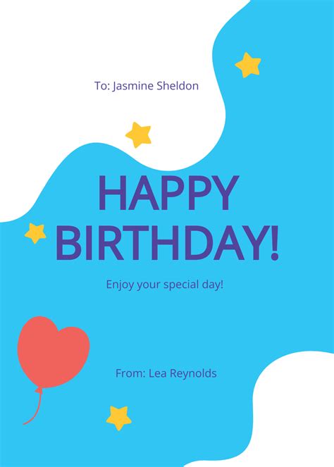 Free Birthday Card For Girl Templates And Examples Edit Online And Download
