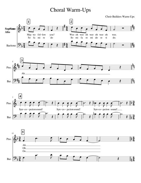 Choral Warm Ups Sheet Music For Piano Voice Download Free In Pdf Or