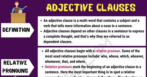 Noun clauses will contain a subject and a verb, but they cannot stand alone in a sentence. Adjective Clause: Definition and Useful Examples of ...