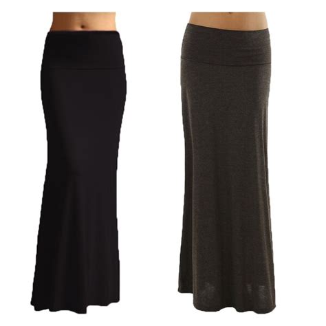 Women S Black Color Rayon Spandex Maxi Skirt Pack Of 2 On Sale Overstock 11119089