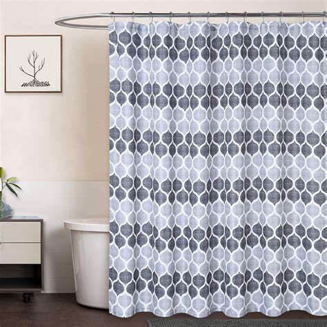 Mulanimo Grey Fabric Shower Curtain Moroccan Geometric Ogee Patterned
