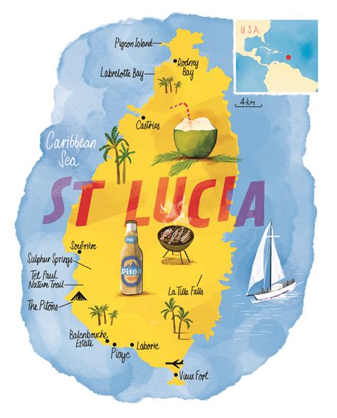 St Lucia Map By Scott Jessop St Lucia Travel St Lucia Honeymoon St