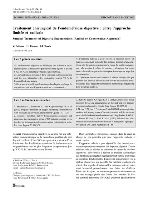 Endométriose digestive (ou endométriose pelvienne profonde avec atteinte digestive) : (PDF) Traitement chirurgical de l'endométriose digestive ...