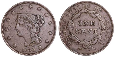 1 large 1854 cent braided hair coin. 1840 P Braided Hair Liberty Head Large Cents Small Date ...