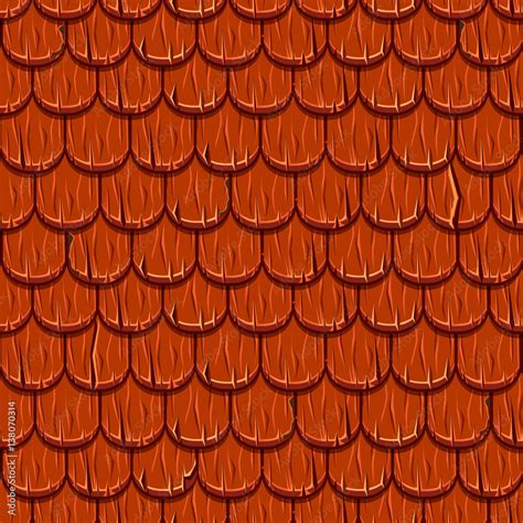 Cartoon Red Wooden Old Roofing Roof Tiles Seamless Background