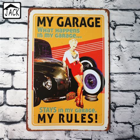 My Garage My Rules 20x30cm Retro Poster Metal Tin Signs Garage