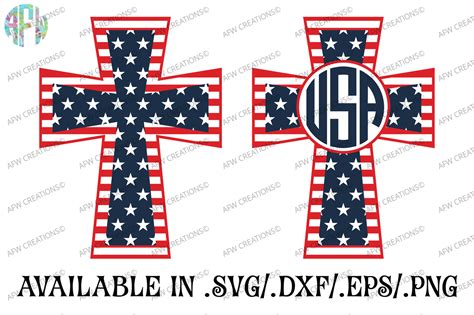 Download Monogram Patriotic Cross - SVG, DXF, EPS Cut Files By AFW ...