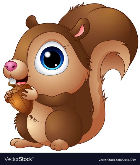 Cute Baby Squirrel Cartoon A Holding Acorns Vector Image