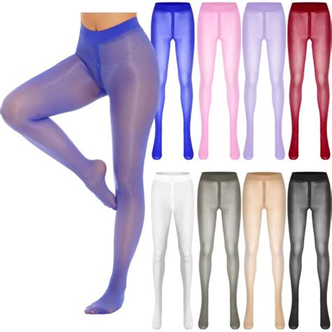 Womens Oil Shiny Footed Pantyhose Sheer Dance Tights Zipper Shimmery Stockings 827 Picclick