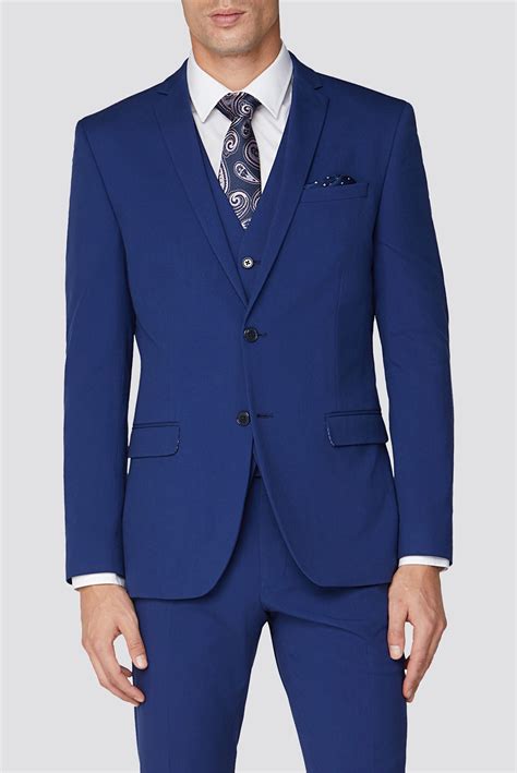 Limehaus Mens Bright Blue Slim Fit Suit Uk
