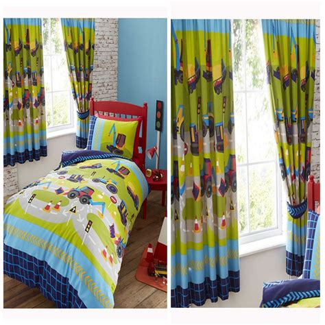 Duvet covers & bedding sets. DIGGERS DUVET COVER SET IN SINGLE, MATCHING LINED CURTAINS ...