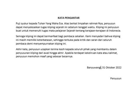 5 Contoh Kata Pengantar Kliping Singkat untuk Tugas Sekolah SD, SMP