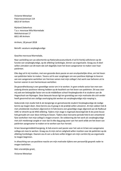 Sollicitatiebrief Verpleegkundige Sollicitatiebijbelnl