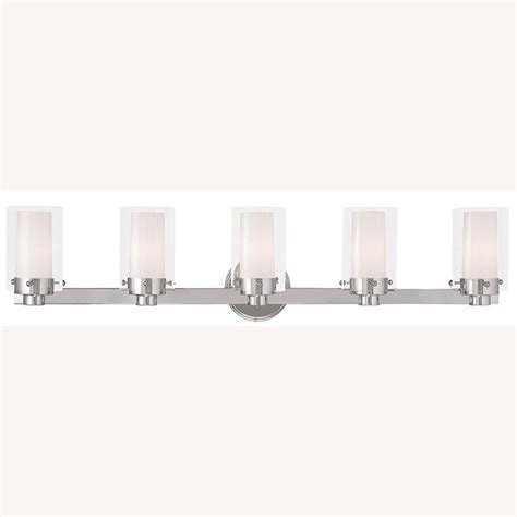 Brighten up a bath or spa area using the crystal chrome vanity light by george kovacs. Livex Lighting Manhattan 5-Light Chrome Bath Vanity-15455 ...