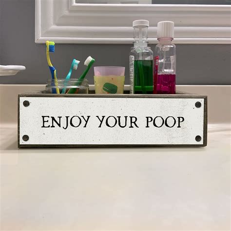 Enjoy Your Poop Bathroom Box Cute And Funny Rustic Farmhouse Etsy