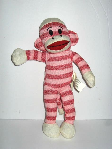 Maxx The Sock Monkey Pink Striped Poseable Bendable Plush Stuffed Toy