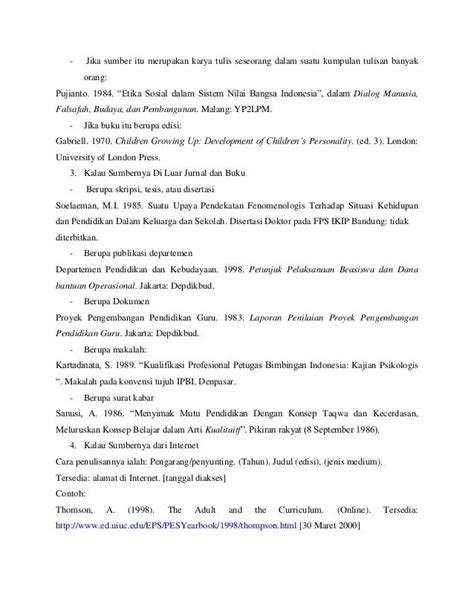 Contoh Daftar Pustaka Karya Tulis