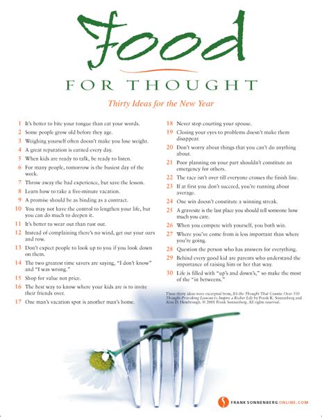 Some quotes, not sure if they have already been mentioned: Food For Thought Poster: 30 Ideas for the New Year