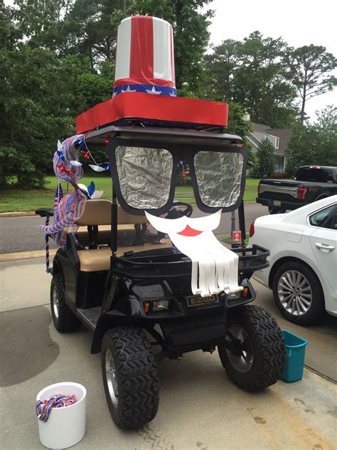 Uncle Sam Golf Cart Decorating Parade Forth Of July Hat Sunglasses