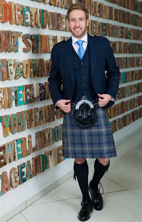 Traditional Highlandwear Kilt Tartan Highland Storm With Tweed Jacket