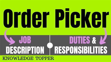 Order Picker Job Description Order Picker Packer Duties And