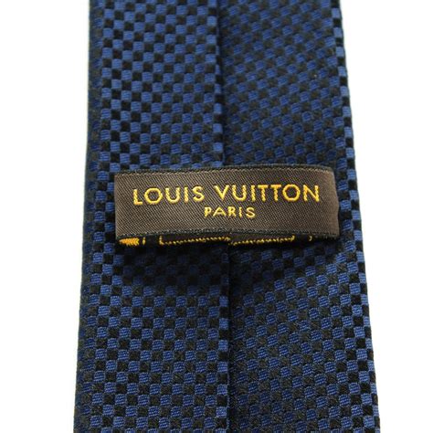 Louis Vuitton Damier Mens Neck Tie Blue 142439