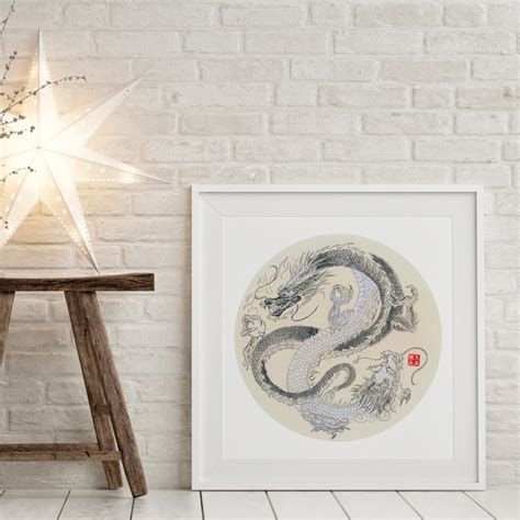 Poster Chinese Dragon Original Ink Painting Fine Art Print Etsy