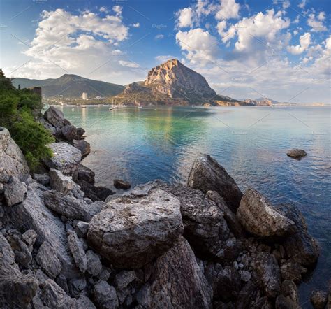 Mountain Sunset On The Sea Featuring Landscape Travel And Mountain