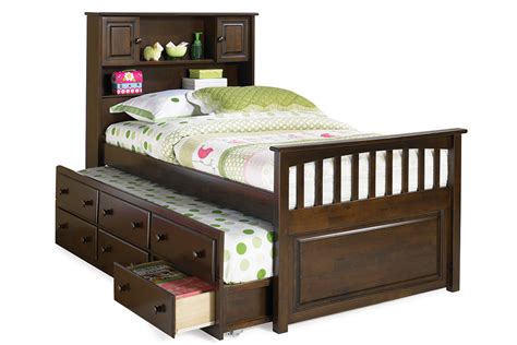 captains bookcase platform bed antique walnut ap