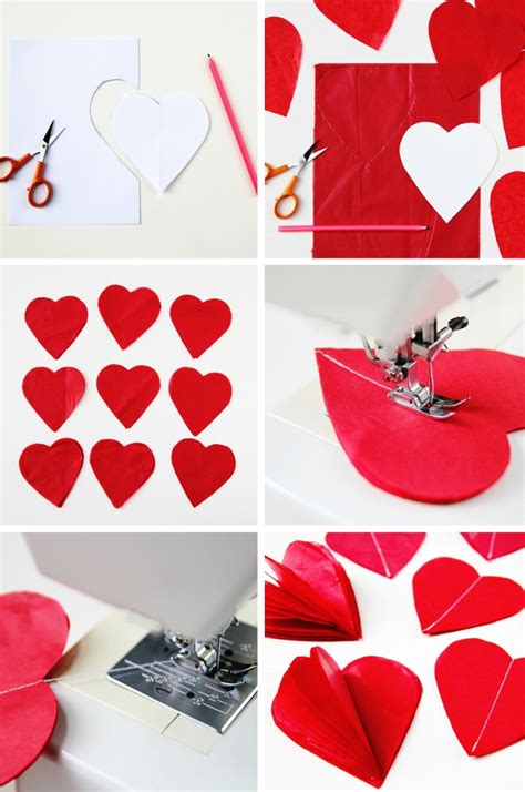 Diy 3d Valentines Day Tissue Paper Heart Decorations Gathering Beauty