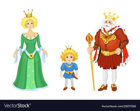 Cartoon Medieval Characters Fairy Tale King Queen Vector Image