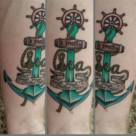 Read and share these famous tattooing quotes images with your friends. Forearm anchor tattoo "a smooth sea never made a skilled sailor" | Anchor tattoo, Tattoos ...