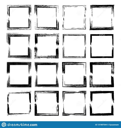 Download Set Of Black Rectangle Empy Grunge Frames. Vector ...