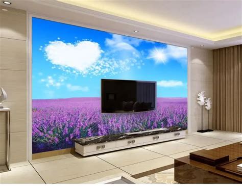 Custom 3d Photo Wallpaper Mural Living Room Lavender Natural Scenery 3d