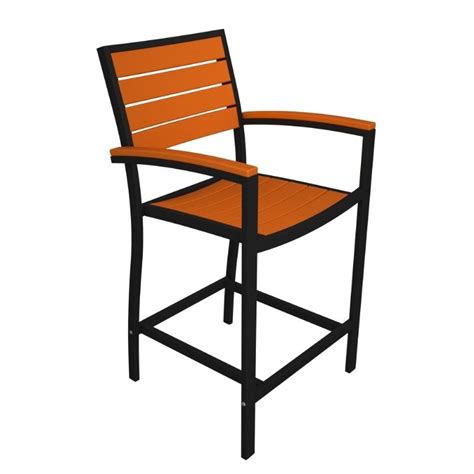 Polywood® Euro Aluminum Outdoor Bar Chair With Black Frame Pw A202 Fab