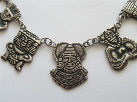 Silver Aztec Mayan Necklace Antiques Board