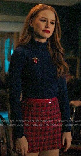 Cheryls Blue Turtleneck And Red Check Skirt On Riverdale Outfit
