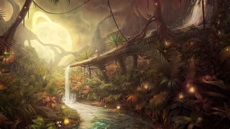 Online Crop Forest River Painting Nature Jungle Artwork Fantasy