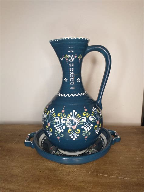 Vintage Gmundner Keramik Pottery Hand Painted Pitcher Jug Etsy