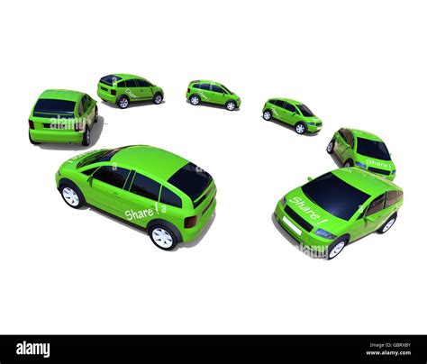 3d Render Image Representing An Circle Made Of Green Cars Representing
