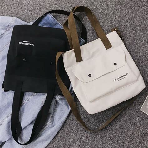 Korean Canvas Bag Design No31 Cross Body Shoulder Bag 2 Handle Katsa