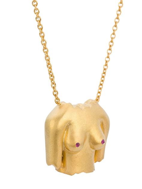 Buy Anissa Kermiche Plated Rubies Boobies Dor Pendant Necklace Gold