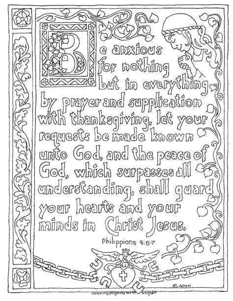 Coloring Pages for Kids by Mr. Adron: Printable Philippians 4:6-7