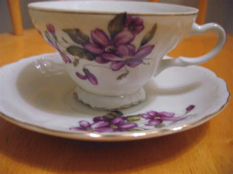Tea Cup And Saucer Purple Flowers Japan Etsy Tea Cups Tea Cup And Saucer