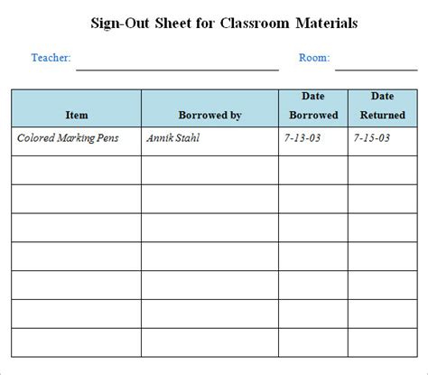 12 Sign Out Sheet Templates Free Samples Examples And Format Sample