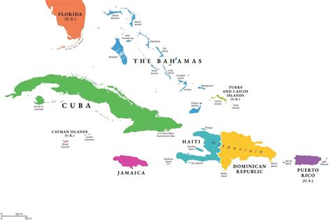 Caribbean Islands Map With Countries Sovereignty And Capitals Mappr