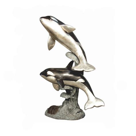 Bronze Two Killer Whales Fountain Sculpture Metropolitan Galleries Inc